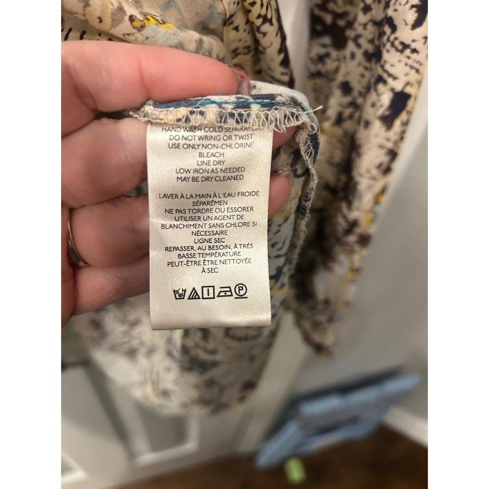 Pilcro Button Down Blouse Multi‎ Abstract Snakeskin Animal Print Top XXS - Picture 5 of 6